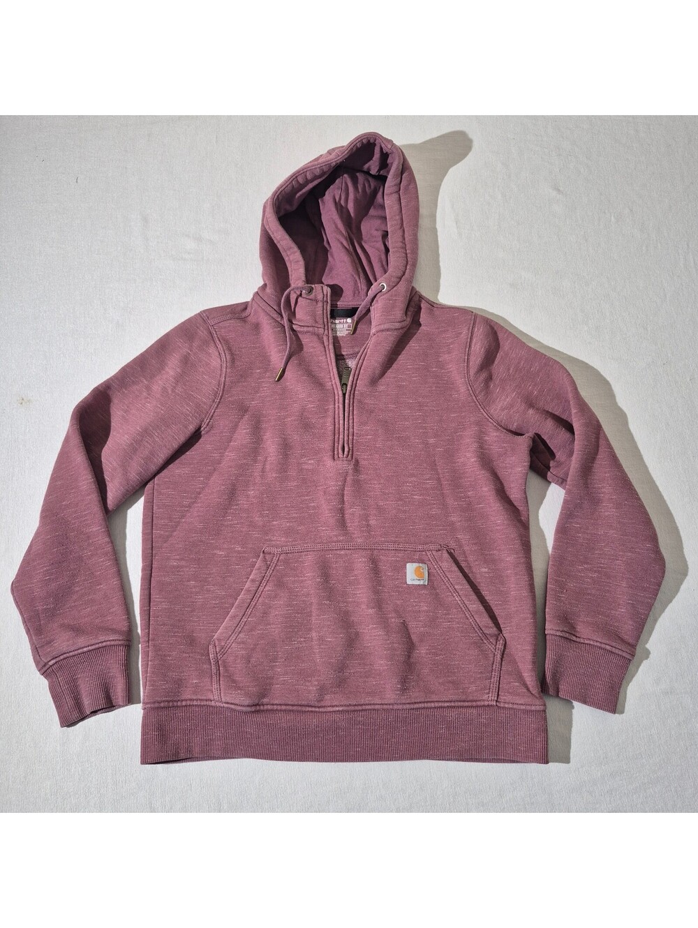 Carhartt Womens Medium Relaxed Fit mauve hooded sweatshirt pullover